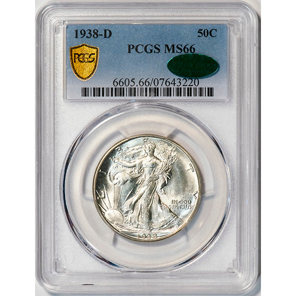 1938-D 50C PCGS MS66 CAC Walker slab