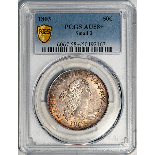 (6067) 1803 50C PCGS AU58+  Bust Half slab