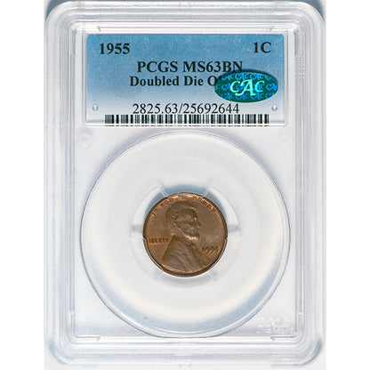 (2825) 1955 1C Doubled Die Obverse PCGS MS63BN CAC