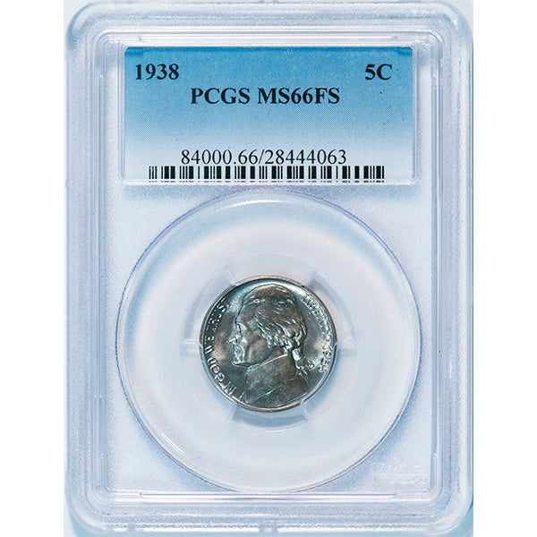 1938 5C PCGS MS66FS Jefferson Five Cents Full Step slab