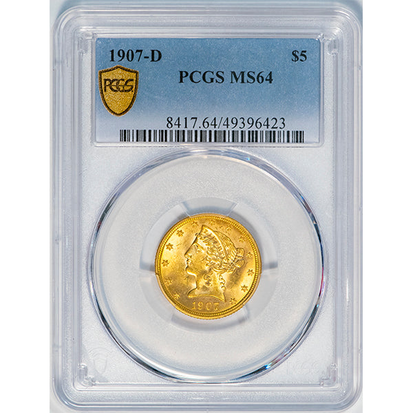 (8417) 1907-D $5 PCGS MS64