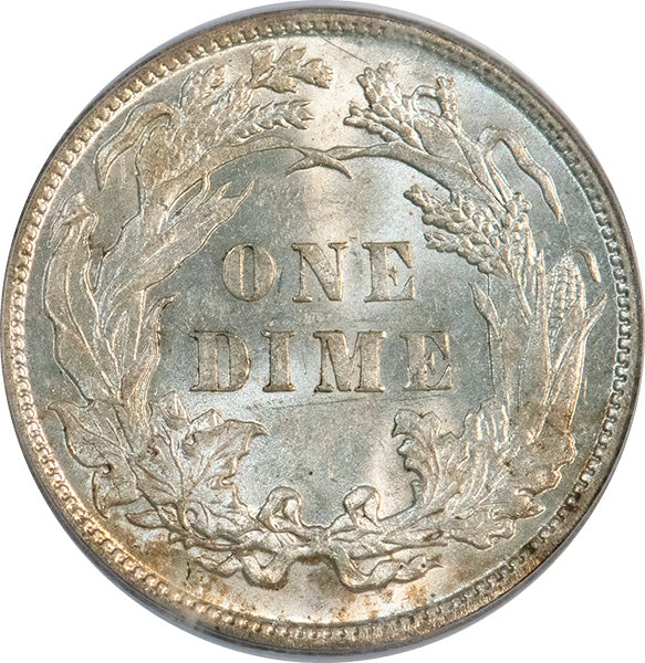 1891 10C PCGS MS64 CAC Liberty Seated Dime in old holder reverse