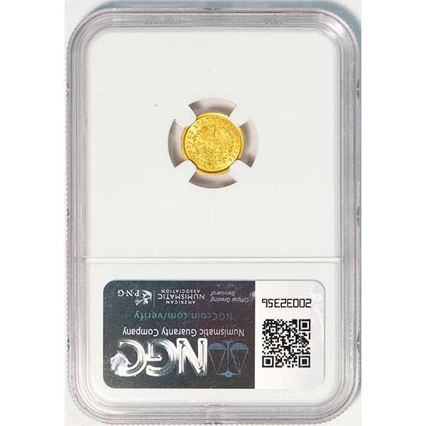 1853-O G$1 NGC MS62 New Orleans Liberty Gold Dollar reverse slab