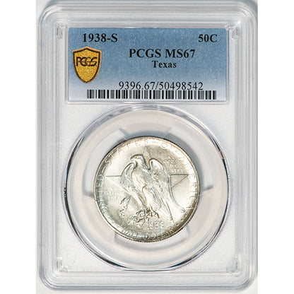 1938-S 50C Texas PCGS MS67 Silver Commemorative slab