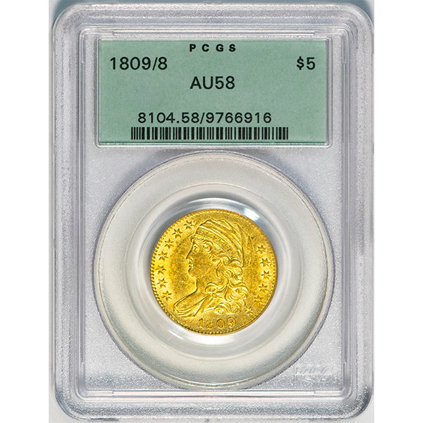 (8104) 1809/8 $5 PCGS AU58 Old Holder