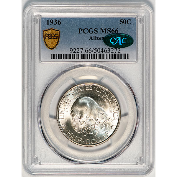 1936 50C Albany PCGS MS66 CAC Silver commemorative slab