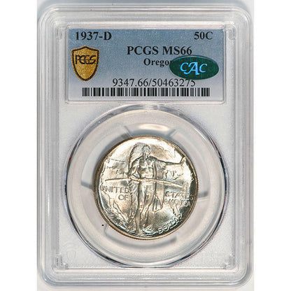 1937-D 50C Oregon PCGS MS66 CAC Silver Commemorative slab