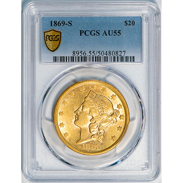 (8956) 1869-S $20 PCGS AU55 ***