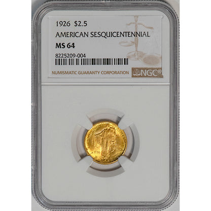 (7466) 1926 $2.50 NGC MS64 Sesquicentennial slab