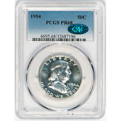 1954 50C PCGS PR68 CAC Franklin Half Dollar slab