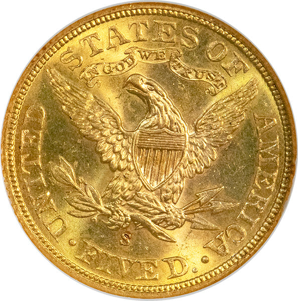 1902-S $5 NGC MS64 CAC Liberty head gold reverse