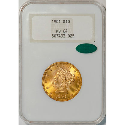 (8747) 1901 $10 NGC MS64 CAC Liberty Head slab