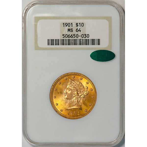 (8747) 1901 $10 NGC MS64 CAC Liberty Head slab