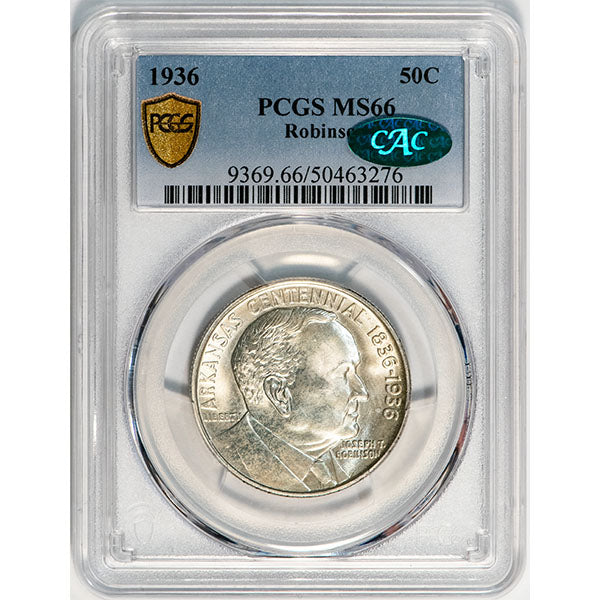 1936 50C Robinson PCGS MS66 CAC Silver Commemorative slab