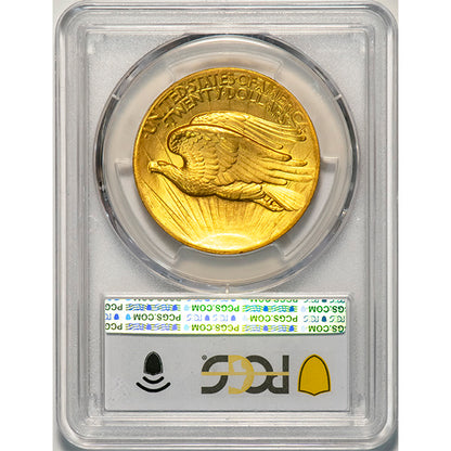 (9136) 1907 $20 High Relief, Flat Edge PCGS MS65