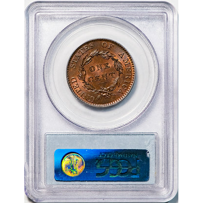 (1616) 1820 1C PCGS MS65RB CAC Liberty Head reverse slab