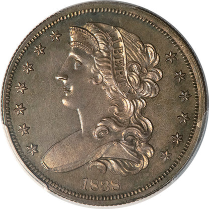 1838 50C PCGS PR64 J-73 Org CAC Bust Half obverse