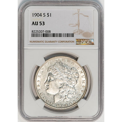 1904-S $1 NGC AU53 Morgan Dollar slab