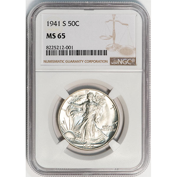 1941-S 50C NGC MS65 Walking Liberty Half Dollar slab