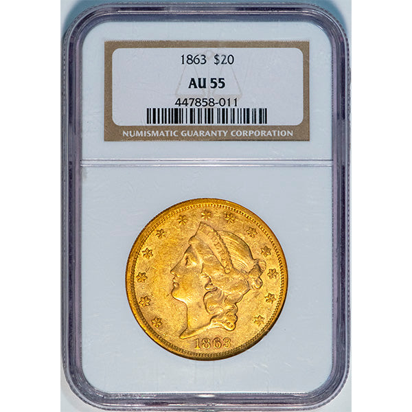 (8939) 1863 $20 NGC AU55 ***