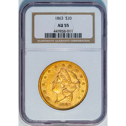 (8939) 1863 $20 NGC AU55 ***