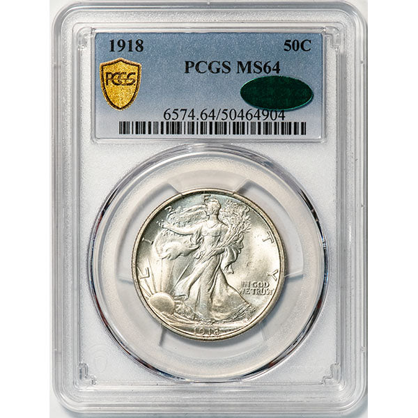 1918 50C PCGS MS64 CAC Walking Liberty Half Dollar slab