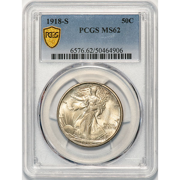 1918-S 50C  PCGS MS62 Walking Liberty Half Dollar slab