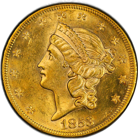 (8908) 1853 $20 PCGS MS62