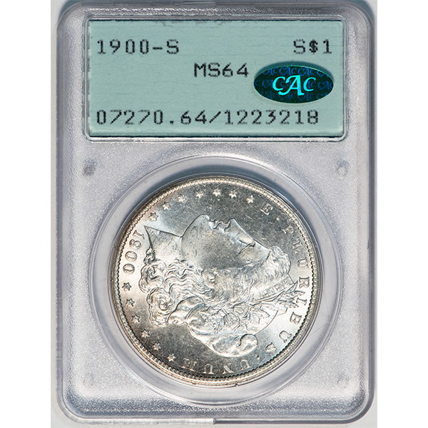 1900-S $1 PCGS MS64 CAC Old Holder Morgan Silver Dollar slab