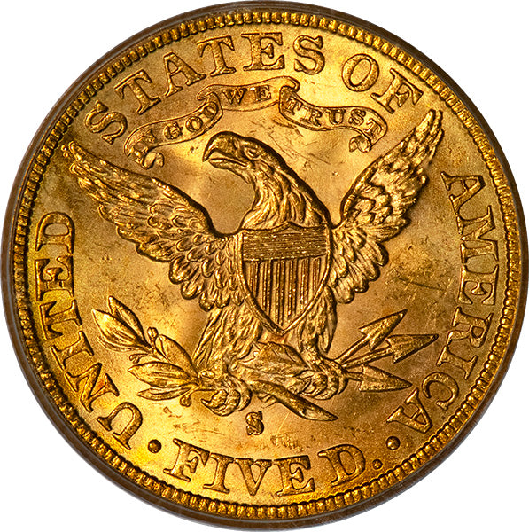 1885-S $5 PCGS MS64 *** Liberty Head reverse