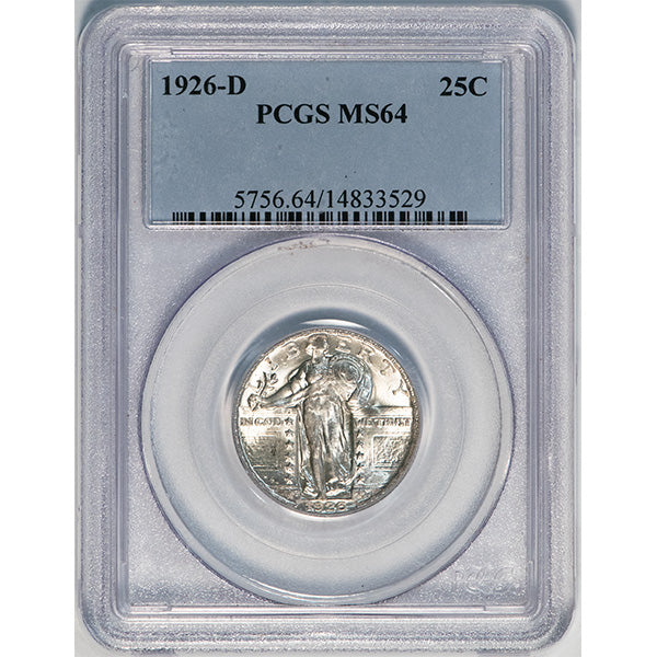 1926-D 25C PCGS MS64 Standing Liberty slab