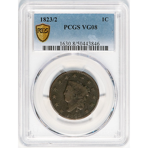 1823/2 1C PCGS VG08  slab