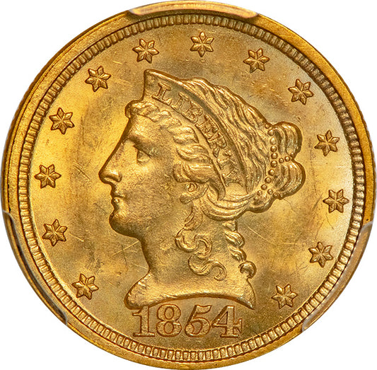 (7769) 1854 $2.50 PCGS MS62 CAC Liberty obverse