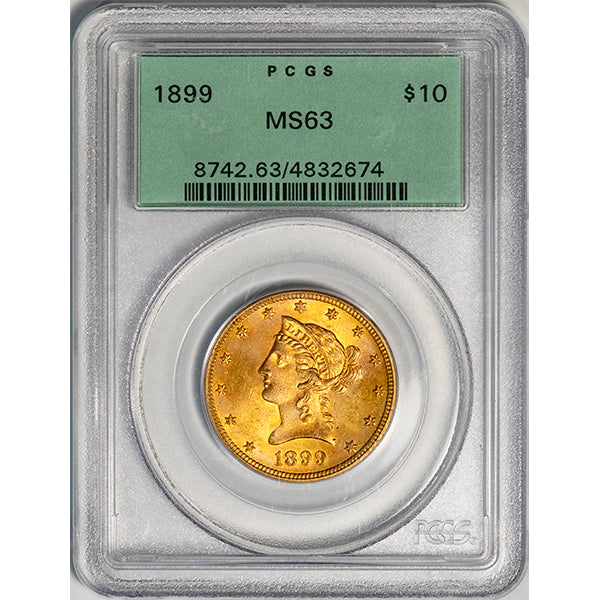 (8742) 1899 $10 PCGS MS63 Liberty Head slab