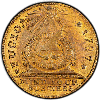 (919) 1787 Fugio 1C N-104-FF Brass New Haven Restrike PCGS MS65