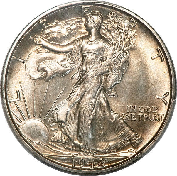 (6642) 1942 50C PCGS PR67+ CAC Walking Liberty obverse