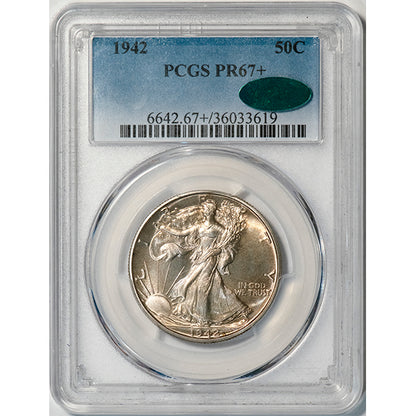 (6642) 1942 50C PCGS PR67+ CAC Walking Liberty slab