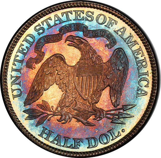 (6448) 1887 50C PCGS PR67+ CAC Seated Half Dollar reverse