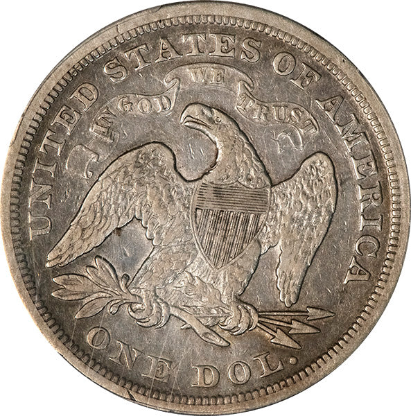 (6961) 1868 $1 PCGS F15 Seated Dollar reverse