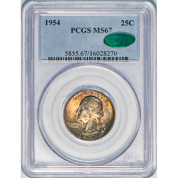 (5855) 1954 25C PCGS MS67 CAC Washington slab