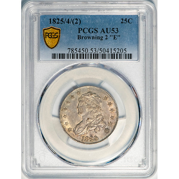 (5403) 1825/4(2) 25C PCGS AU53 Bust Quarter slab