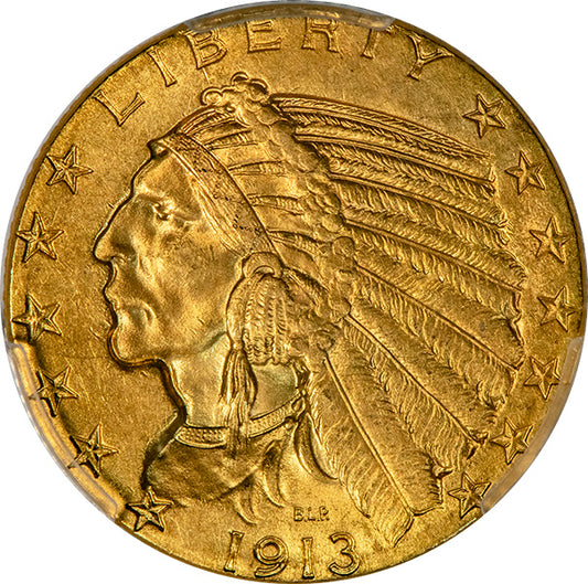 (8525) 1913 $5 PCGS MS64 Indian obverse