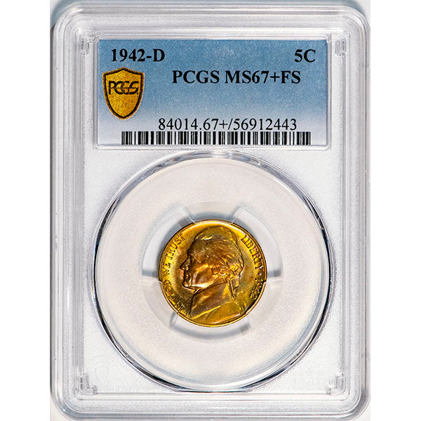 (4100) 1942-D 5C PCGS MS67+FS Jefferson slab