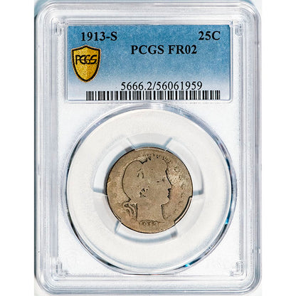 (5666) 1913-S 25C PCGS FR02 Barber slab