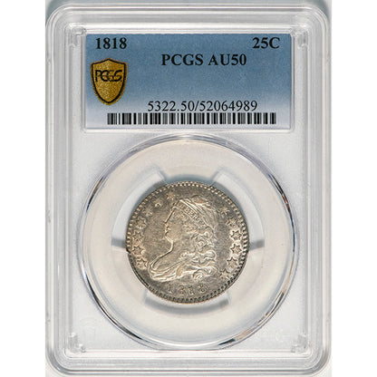 (5322) 1818 25C B-8, R.3 PCGS AU50