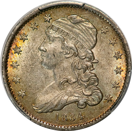 (5353) 1834 25C PCGS MS62 CAC