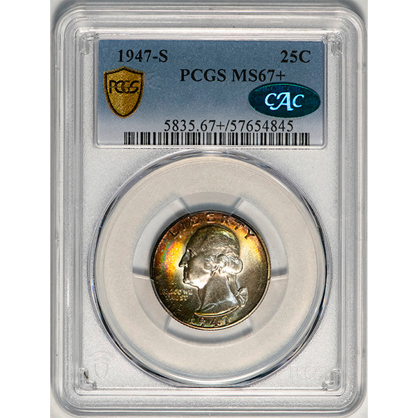 (5835) 1947-S 25C PCGS MS67+ CAC