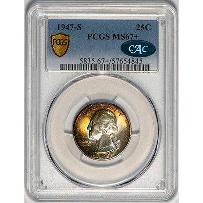 (5835) 1947-S 25C PCGS MS67+ CAC