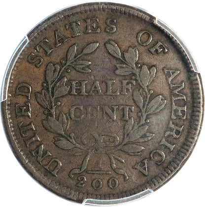 (1066) 1804 1/2C Plain 4, Stems PCGS VF30 CAC