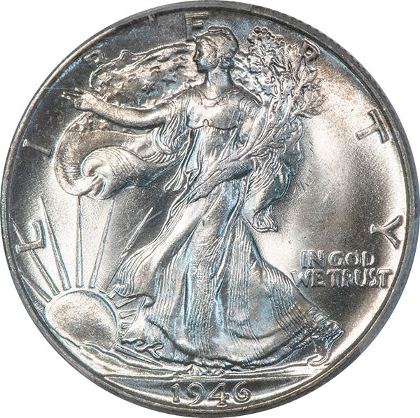 (6632) 1946 50C PCGS MS65 Doubled Die Reverse